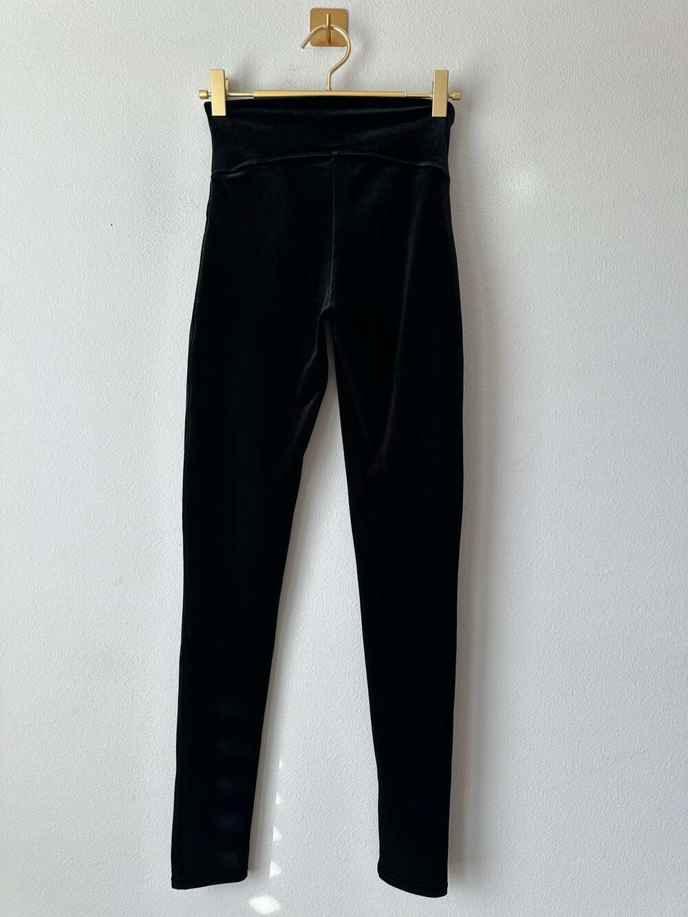 Spanx Black Velvet High Waisted Leggings Skinny Stretch Pants Small